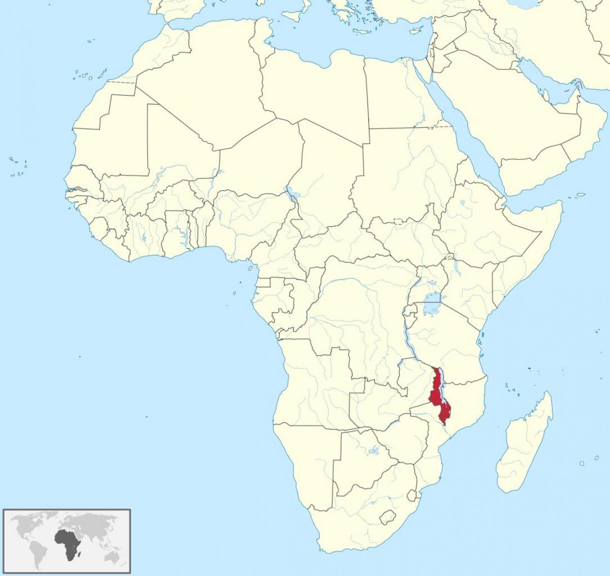ramani ya afrika kuonyesha Malawi