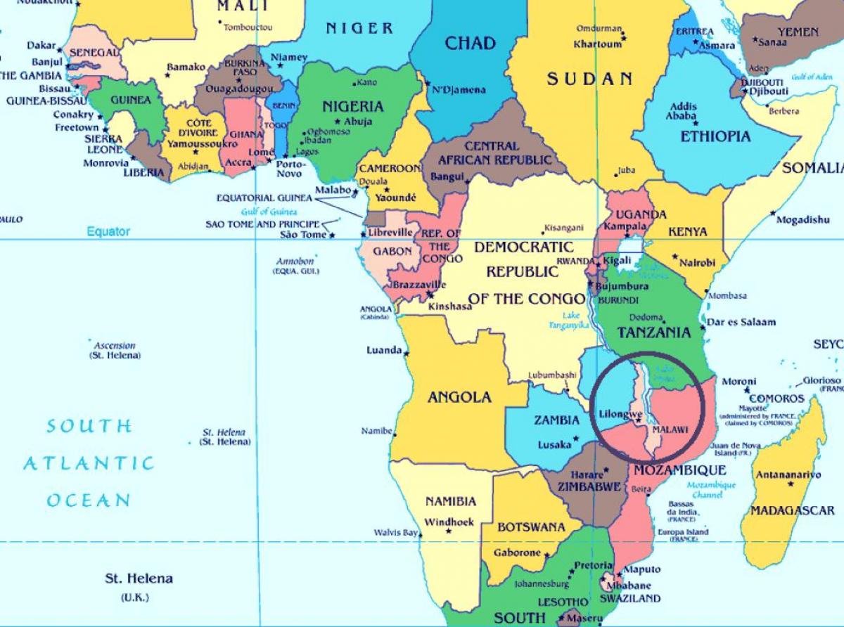 Malawi nchi katika ramani ya dunia